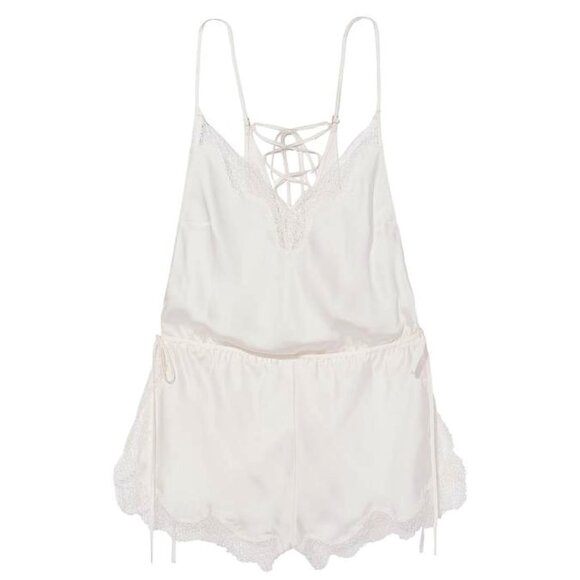 NWT - Victoria's Secret Satin Side-Tie Romper, Coconut White - Size XL - Picture 3 of 12